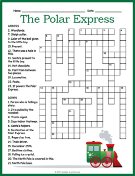 crossword polar express puzzle puzzles teacherspayteachers
