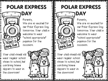 Preview of Polar Express Day - Parent Note
