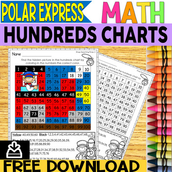 Preview of Free Polar Express Hundreds Chart | Printable | Math Review | Christmas