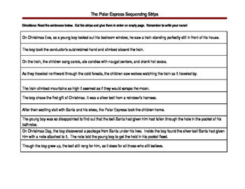 Preview of Polar Express Sequencing Sentence strips