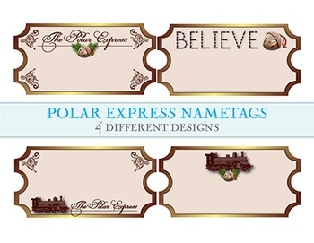 Preview of Polar Express Ticket Nametags - 4 Different Designs!