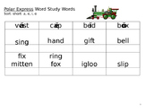 Polar Express Word Study Words- short vowels a e i o *EDITABLE