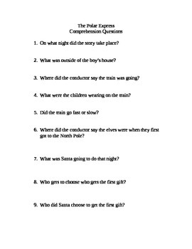 Preview of Polar Express-comprehension questions