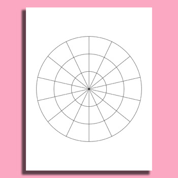 Polar Grid - 3 Concentric Circles & 14 Segments - Blank Template - Printable