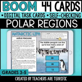 Preview of Polar Regions Nonfiction Reading Boom Cards - Digital