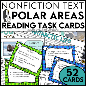 Preview of Polar Regions Nonfiction Reading Task Cards