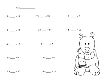 Preview of Polar bear and Penguin themed math practice pages