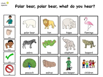 Preview of Polar bear, polar bear, what do you hear communication board