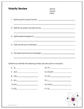 Polarity Worksheet and Color By Number by Science Lessons That Rock