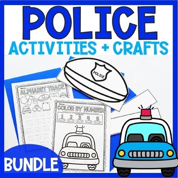 Preview of Police Activities & Crafts Preschool Kindergarten Coloring Worksheets *BUNDLE*