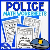 Police Activities Printable Math Worksheets for Preschool 