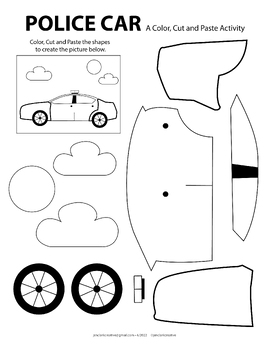 Preview of Police Car - A Color, Cut and Paste Activity