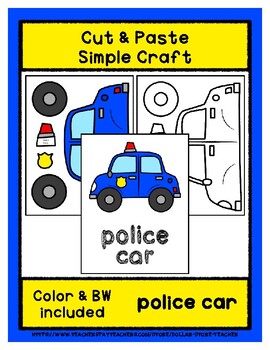 Preview of Police Car - Cut & Paste Craft - Super Easy Perfect for Pre-K & Kindergarten