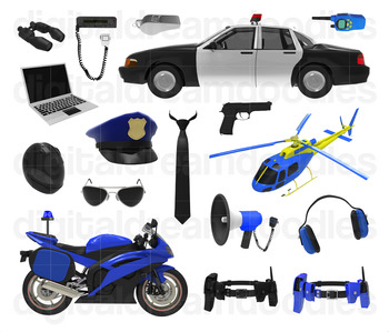 Preview of Police Clip Art - Policeman Cop Digital PNG Graphics