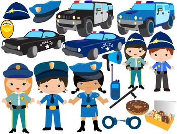 Preview of Police Clip Art - toy car cars baby, police man policeman badge heroes cop-051-