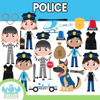 Preview of Police Cops and Robbers Clipart (Lime and Kiwi Designs)