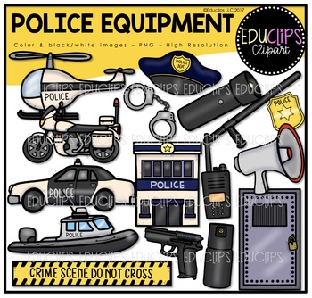 Preview of Police Equipment Clip Art Set {Educlips Clipart}