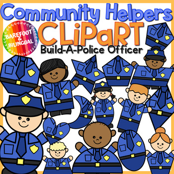 Preview of Police Officer Clipart | Community Helpers Clipart | Build a 2D Shape