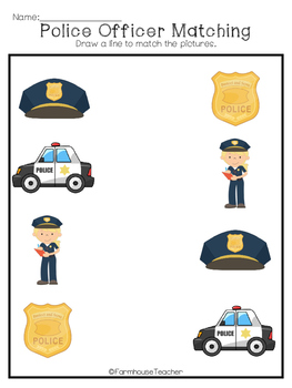 police officer thematic printable pack by farmhouseteacher tpt