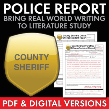 Preview of Police Report, Real-World Writing Task for Literature Units, PDF & Google Drive