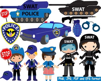 Preview of Police Swat Team Clip Art toy car community heroes cop army Tank gun officer 148
