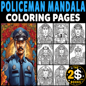 Preview of Policeman Mandala Coloring Book – 10 Pages