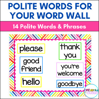 Preview of Polite Words For Your Word Wall - 14 Polite Manner Words and Phrases
