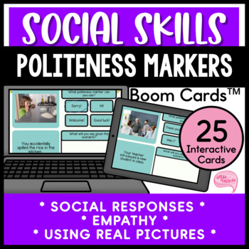 Preview of Politeness and Social Skills No Prep Speech Therapy Boom Cards™