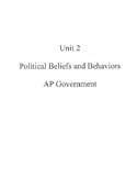 Political Beliefs and Behaviors Unit Resource Packet AP U.