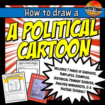 Preview of How to Make A Political Cartoon Activity Worksheet with Template for History Fun