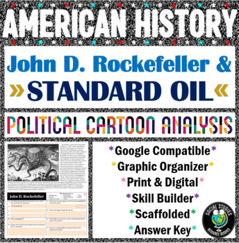 Preview of Rockefeller Standard Oil Monopoly Political Cartoon Analysis - Print & Digital