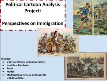 Preview of Political Cartoon Project Bundle: Perspectives on Immigration