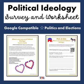 Preview of Political Ideology Survey and Worksheet  (Google Compatible)