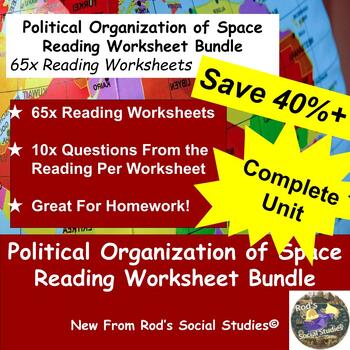 Preview of Political Organization of Space Unit Reading Worksheet Bundle **Editable**