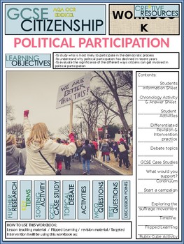 Preview of Political Participation Work Booklet of Student Activities and Worksheets