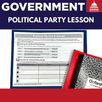 Preview of Political Parties Activity l Political Spectrum l political party worksheet