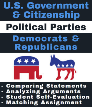 Preview of Political Parties - Democrats & Republican - Comparing & Analyzing Arguments