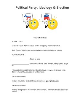 Preview of Political Parties & Elections PowerPoint & NoteSheet