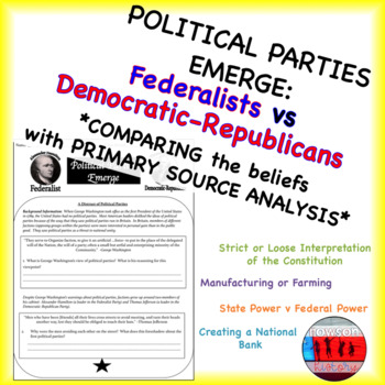 Preview of Compare the First Two Political Parties Federalist and Democratic Republican