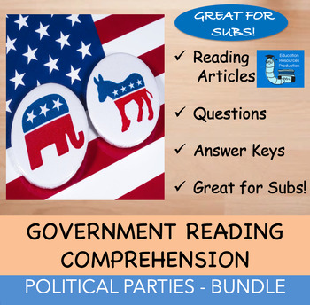 Preview of Political Parties - Government Reading & Questions Bundle