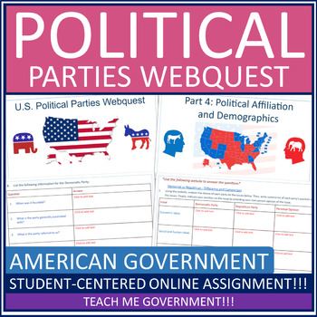 Preview of Political Parties Government Webquest Printable Worksheet or Google Slides