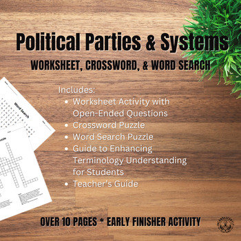 Preview of Political Parties & Systems Word Search, Crossword Puzzle & Worksheet