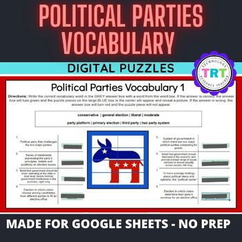 Preview of Political Parties Vocabulary Digital Review Activity
