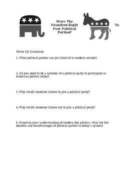 Preview of Political Parties Worksheet