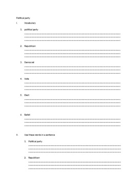 Preview of Political Parties worksheets