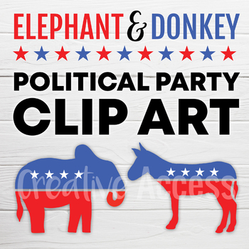 Preview of Political Party Clip Art: Democratic Donkey and Republican Elephant