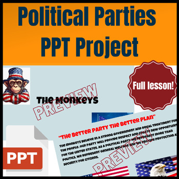 Preview of Political Party Project for Middle Schoolers! PPT | Full Editable lesson Plan!