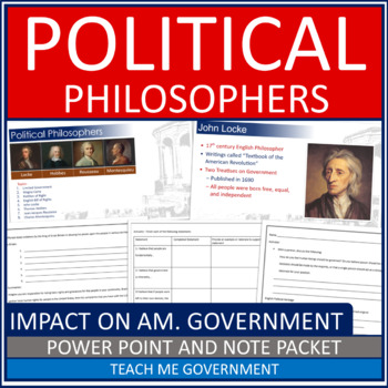 Preview of Political Philosophers & Impact on American Government  Power Point Note Packet