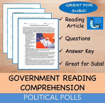 Preview of Political Polls - Reading Comprehension Passage & Questions