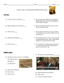 Political Principles of U.S. Government  Quiz (Virginia Ci